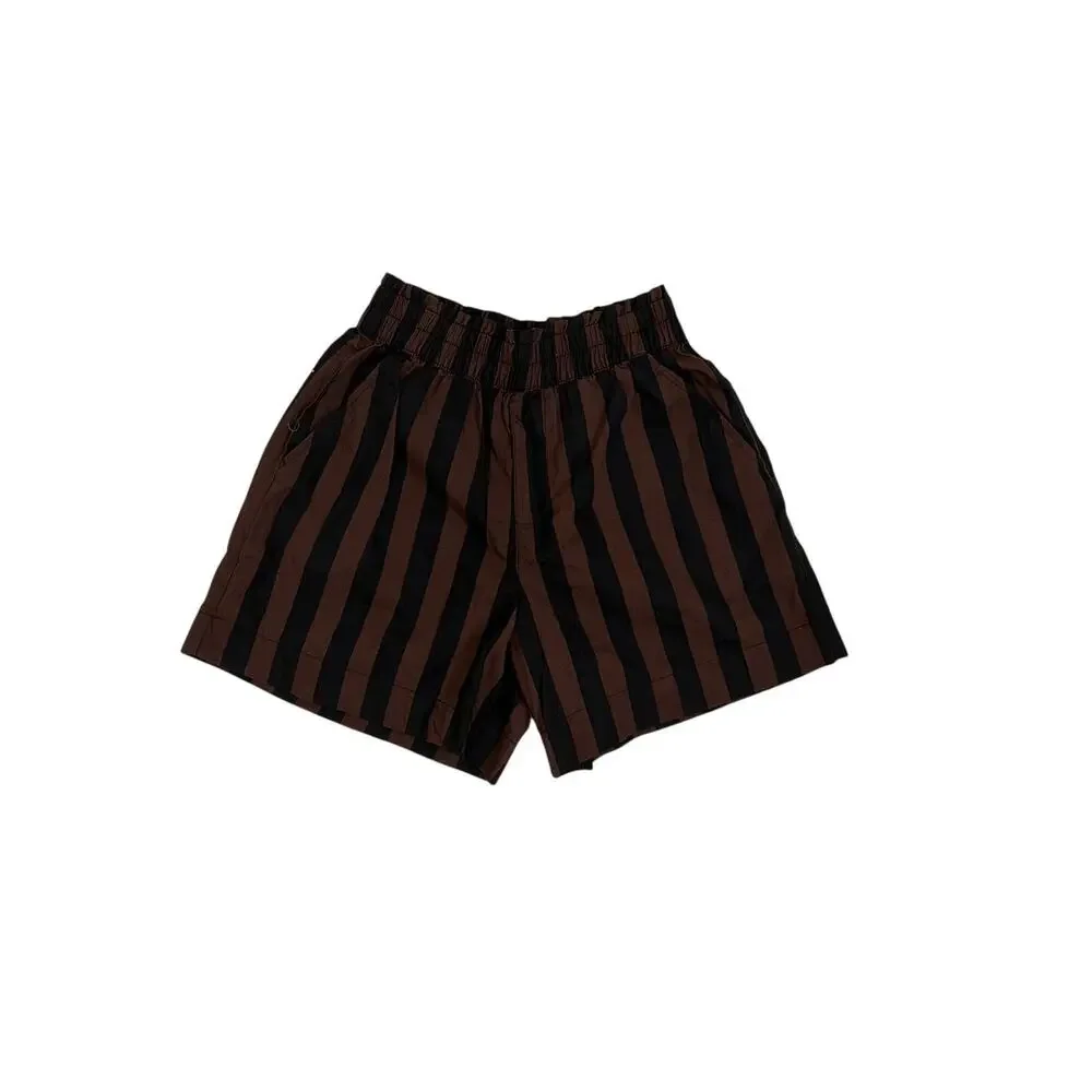 Aerie Good Day Relaxed Fit Brown Black Vertical Striped Shorts Size XS